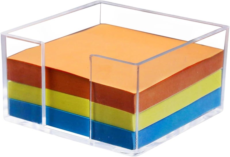 Nolcha Acrylic Sticky Note Holder - 3 x 3 Sticky Note Dispenser with 3 Sets of Sticky Notes for Office and Home Desktop Organizer - Image 1